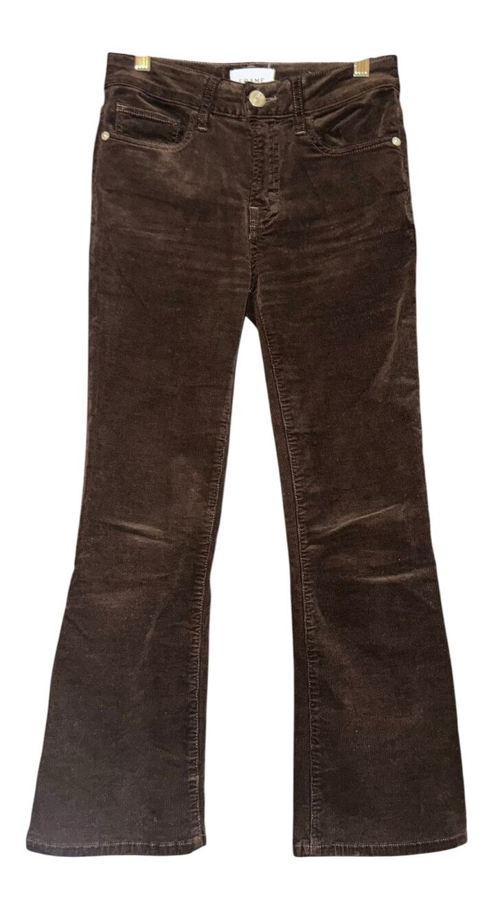 Frame Le Crop Mini Boot Corduroy Pants Women 24 Brown Retro Preppy Fall Academia